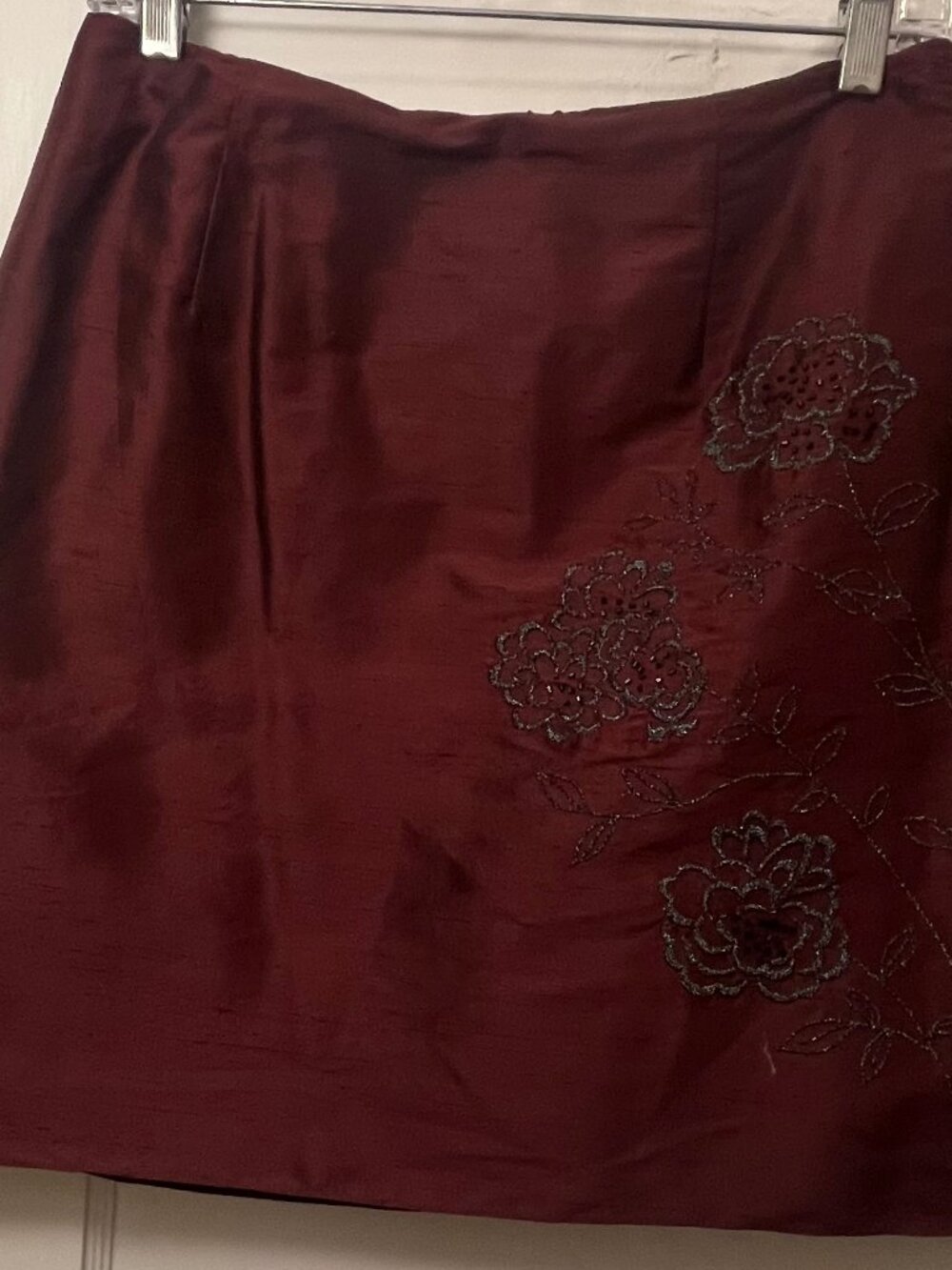 Vintage Ann Taylor 100% Silk Beaded Mini Skirt - Size 6